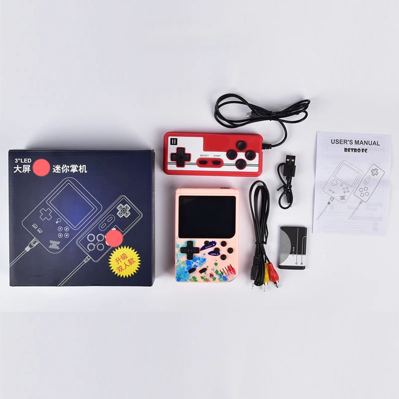 Colorful Retro Portable Mini Handheld Video Game Console 8-Bit 3.0 Inch Color LCD Kids Color Game Player Built-in 400 games