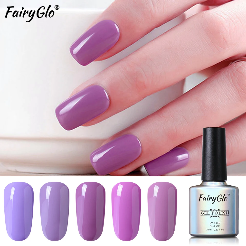 

FairyGlo 10ml Purple Series Soak Off UV Gel Polish Vernis Semi Permanent Nail Polish UV Gel Lacquer Color Gel Varnish Manicure