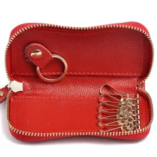 Простая Большая вместительная сумка для ключей на молнии, Мужская поясная сумка из натуральной кожи, Женская посылка для карт, многофункциональная цепочка для ключей в автомобиле