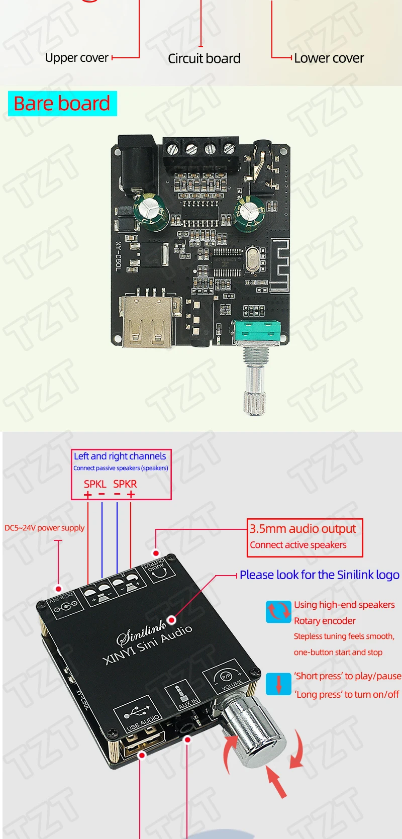 MINI 50Wx2 Bluetooth 5,0 Audio Digital Power verstärker Stereo bord Bluetooth Amp Amplificador 3,5 MM USB APP C50L – Detail 7
