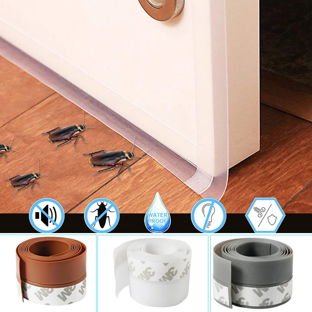 4Color Window Door Bottom Self Adhesive Silicone Rubber Seal Weathering Strip Door Sealing Bar Window Seal