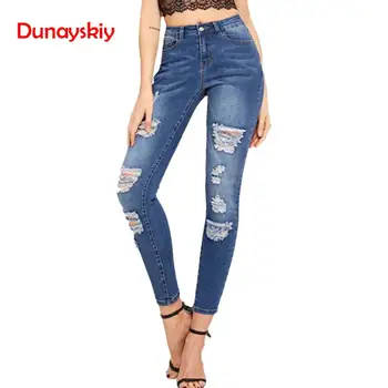 

Boyfriend Hole Ripped Jeans Women Pants 2019 Cool Denim Vintage Straight Jeans For Girl Casual High Waist Pants Female Slim