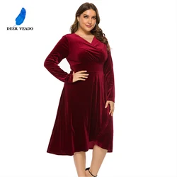 DEERVEADO SQ0136 Velvet Short Prom Dresses 2021 Plus Size Elegant Formal Party Dresses for Women Prom Gown Robes De Soirée