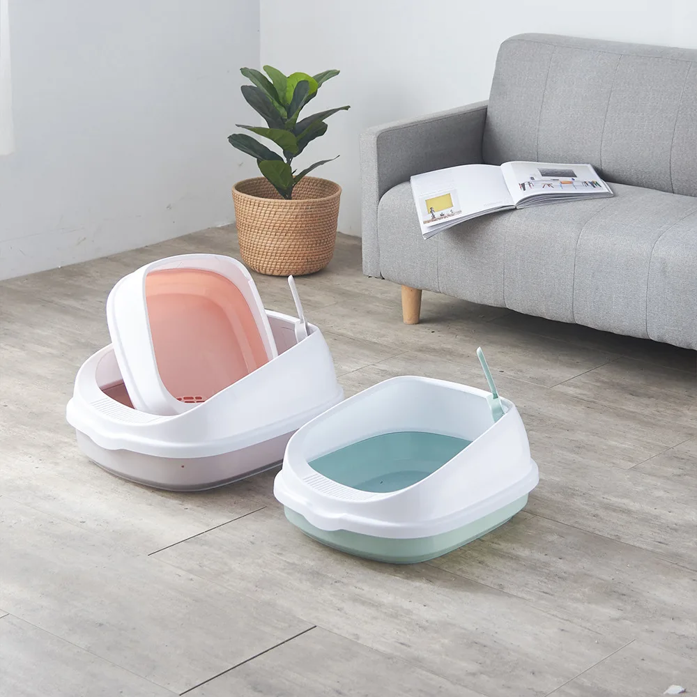 Semi-Enclosed High Fence Pet Cat Toilet Detachable Cat Litter Box Cat Toilet Dog Tray Clean Scoop Home Plastic Sand Box Supplies Semi-Enclosed High Fence Pet Cat Toilet Detachable Cat Litter Box Cat Toilet Dog Tray Clean Scoop Home Plastic Sand Box Supplies
