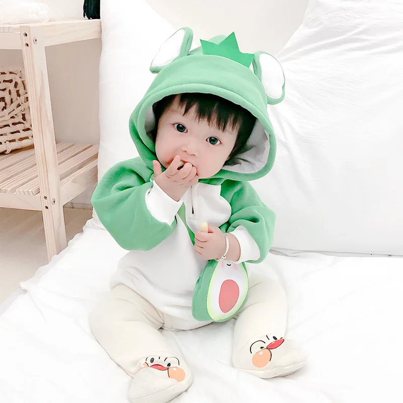

2020 Newborn Baby Girl Boy Hoodies Long Sleeve Romper Jumpsuit Clothes 0-24M Pineapple Baby Clothes With Ears 2020