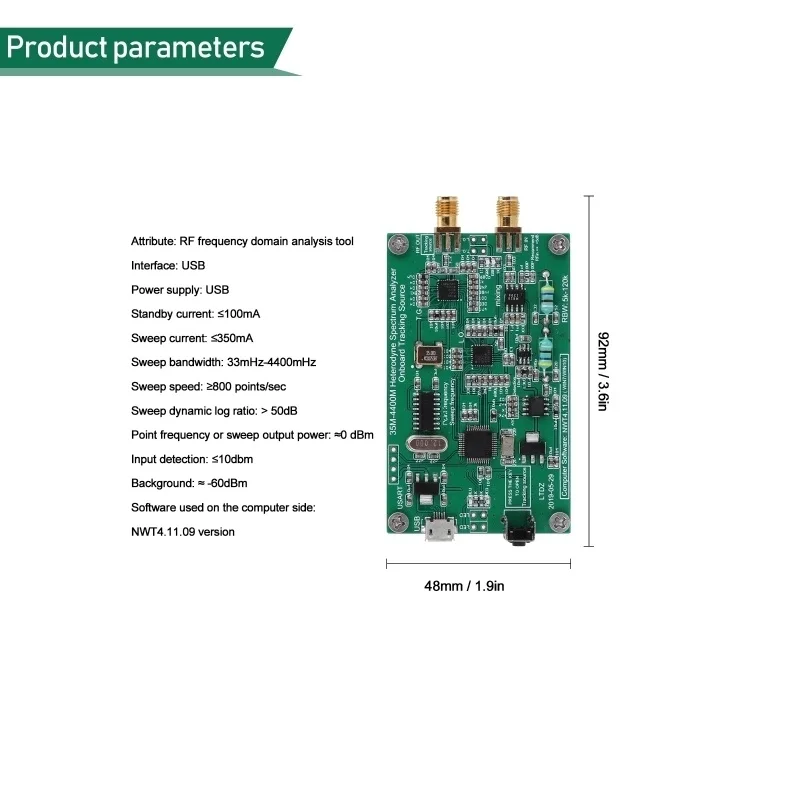 Анализатор спектра USB LTDZ 35-4400 м источник сигнала с отслеживанием источника PCB модуль RF частота домена анализа инструмент