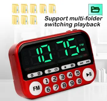 

BEESCLOVER Mini Portable Radio Large Screen Handheld Digital FM USB TF MP3 Rechargeable Player Speaker