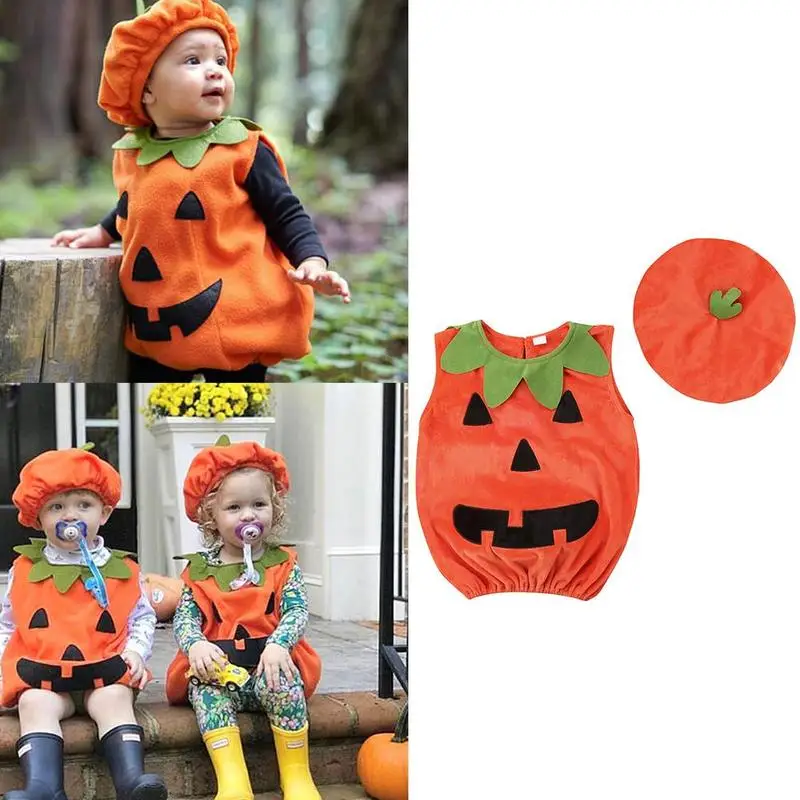 

INS Popular 0-3t Halloween Costume For Kids Newborn Baby Boy Girl Pumpkin Tops Outfit Party Fancy Dress Clothes Cute Children