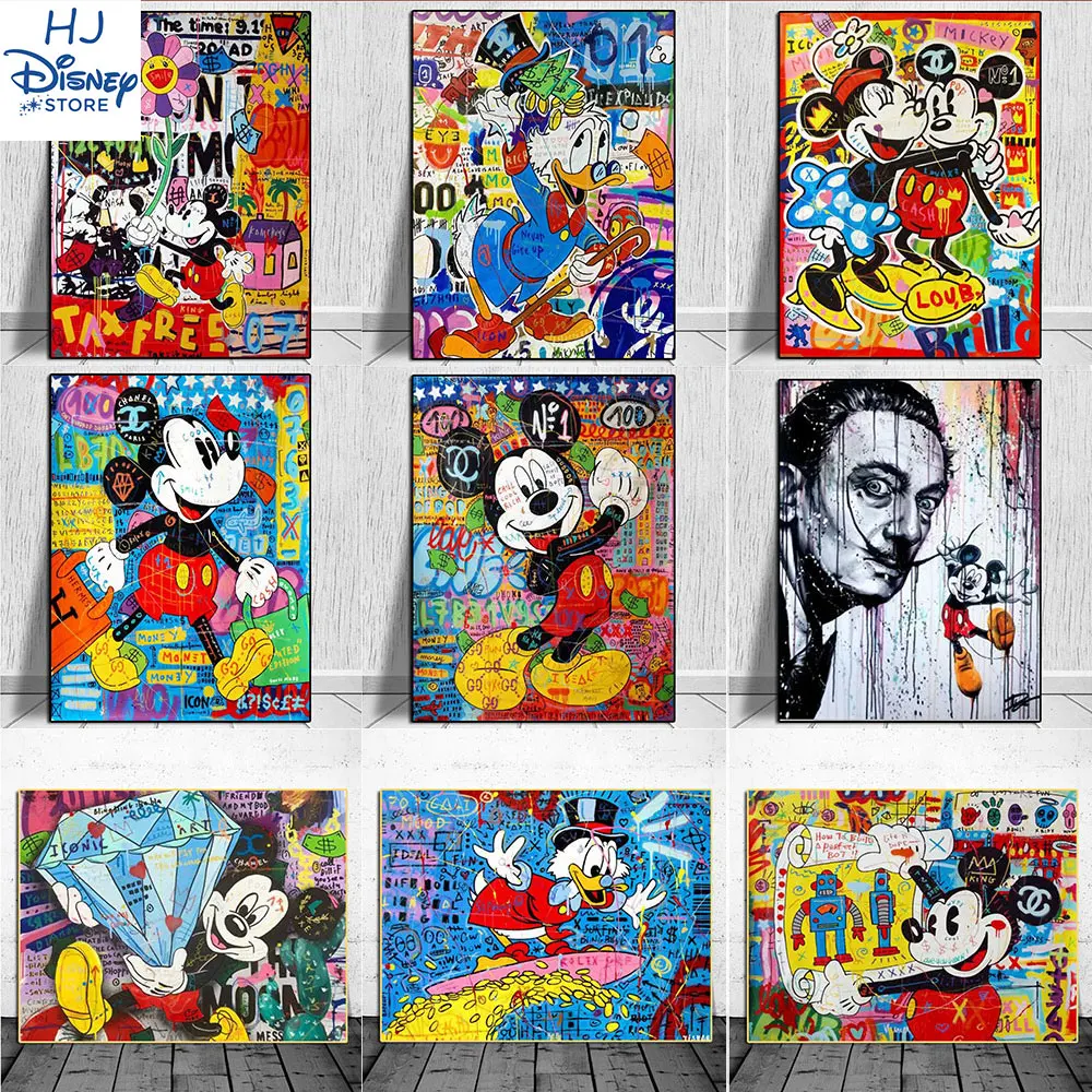 

Room Decor Street Graffiti Paintings Mickey Donald Duck Anime Poster And Print Cartoon Picture on the Canvas for Home Decorative