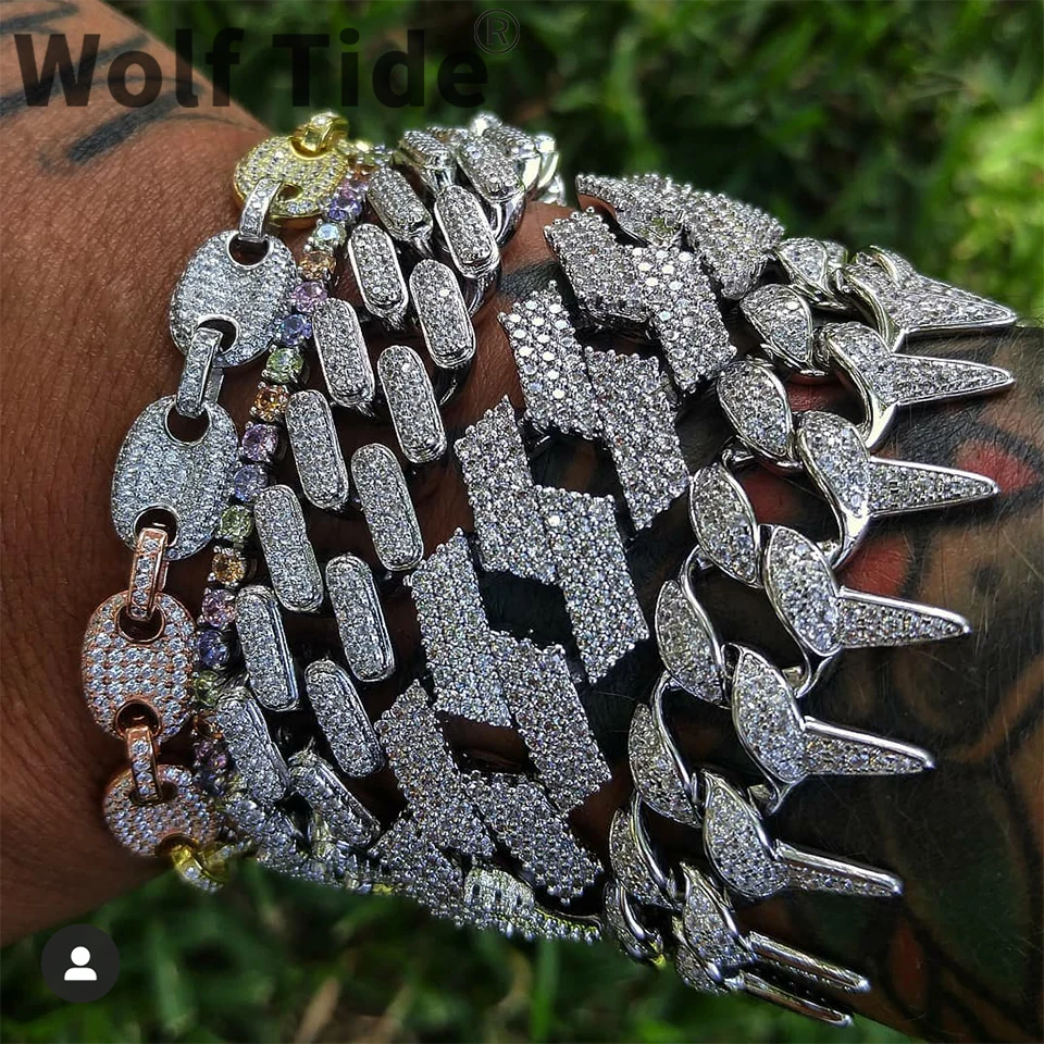 

6 Styles Luxury Bling Infinite Cuban Link Chain Bracelet Bangle for Men CZ Cubic Zirconia Hip Hop Punk Wristband Jewelry Gifts
