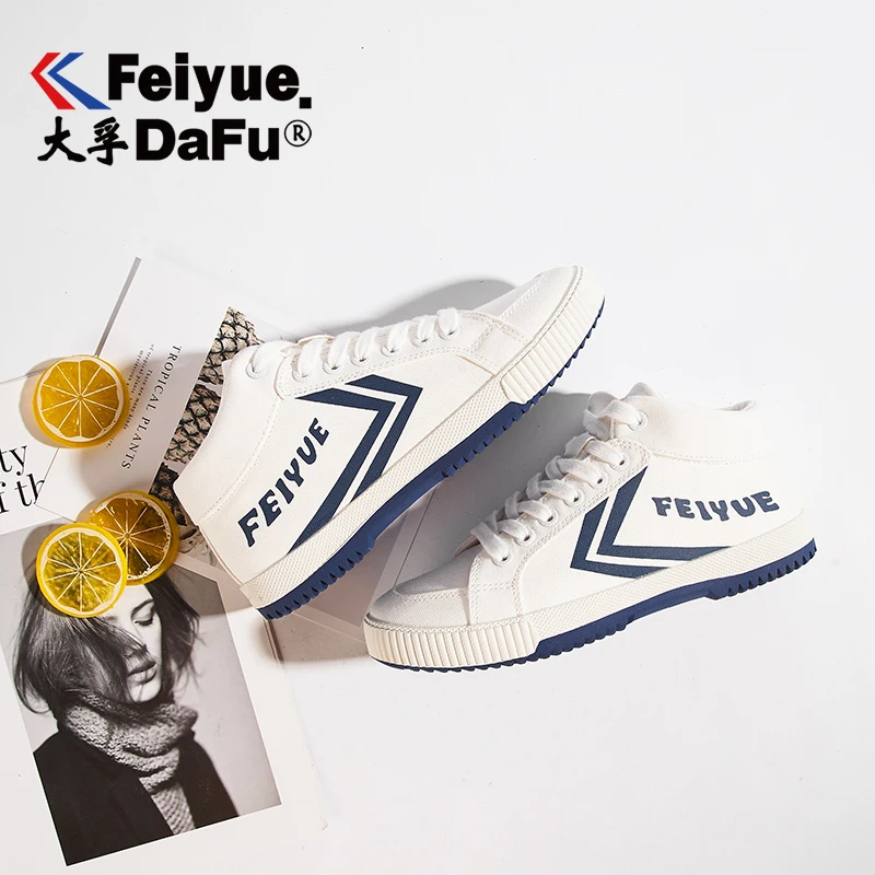 Feiyue/Высокая Повседневная парусиновая обувь; коллекция 8103 года; модная Вулканизированная обувь на плоской подошве; женская и мужская обувь; 3 цвета; эластичная стелька; сезон осень-зима; обувь на плоской подошве