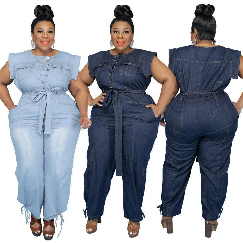 Summer Denim Jumpsuit Women Plus Size 