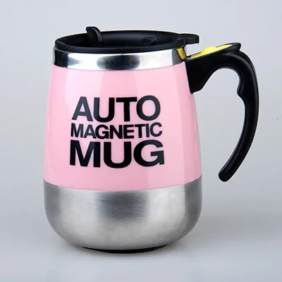 400MLPink magnetized Оригинальность нержавеющая сталь намагниченность перемешивания чашки офис Многоцелевой Автоматический перемешивание молока кофе Кубок обороны ожога приносить крышку - Цвет: 400MLPink magnetized