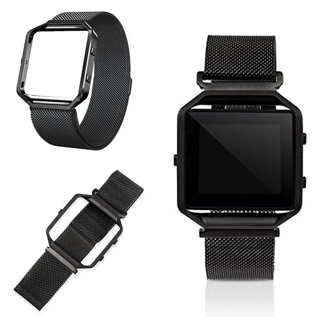 Сетчатый ремешок металлический каркас для Fitbit Blaze часов нержавеющая сталь черный