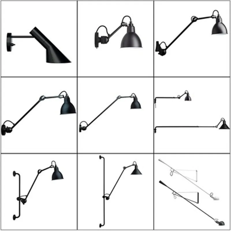 

Nordic Classic adjustable modern industrial Long swing arm black wall lamp sconce vintage E27 lights for Bathroom bedroom foyer