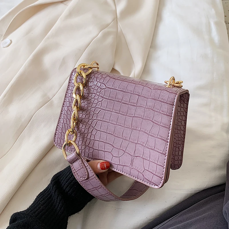 

Crocodile Pattern PU Leather Crossbody Bags for Women 2020 Chain Female Shoulder Handbags Mini Purses Travel Cross Body Bag