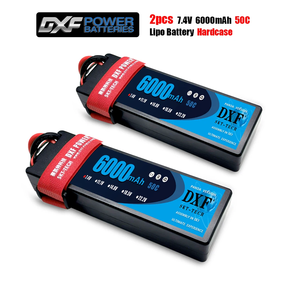 DXF 2 шт. 7 4 в 6000 мАч 50C 2S класс A Li poly Lipo аккумулятор жесткий чехол для