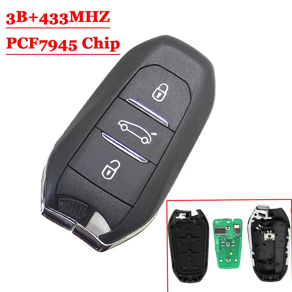 DS smart keyless go дистанционный ключ 3 кнопки 433 МГц PCF7945 46 чип для peugeot 308 508 для Citroen C4 DS4 DS5 Аварийный ключ HU83