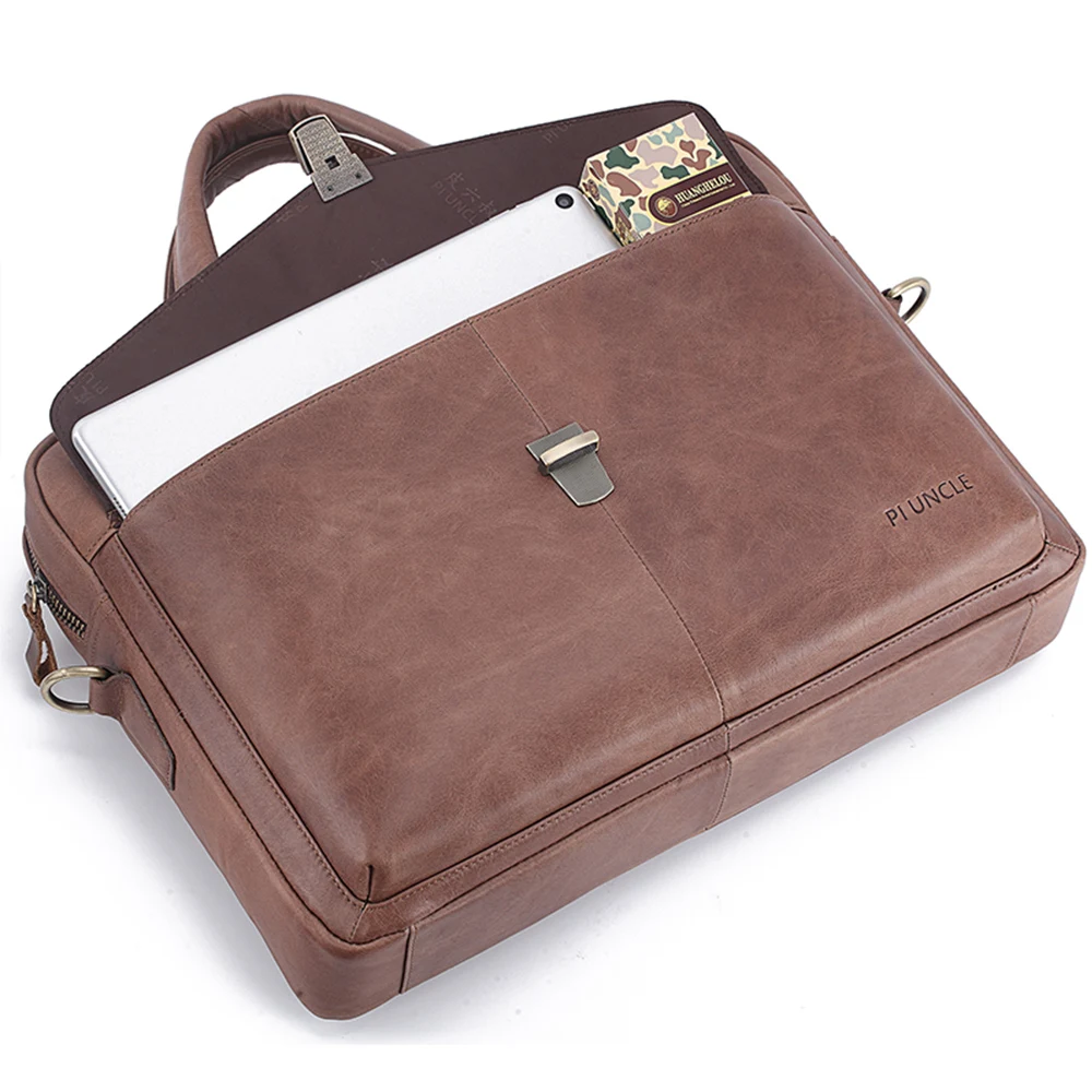 Мужской кожаный деловой портфель, сумка для компьютера, сумка для работы, сумка для ноутбука через плечо, Офисная мягкая кожаная большая сумка для мужчин