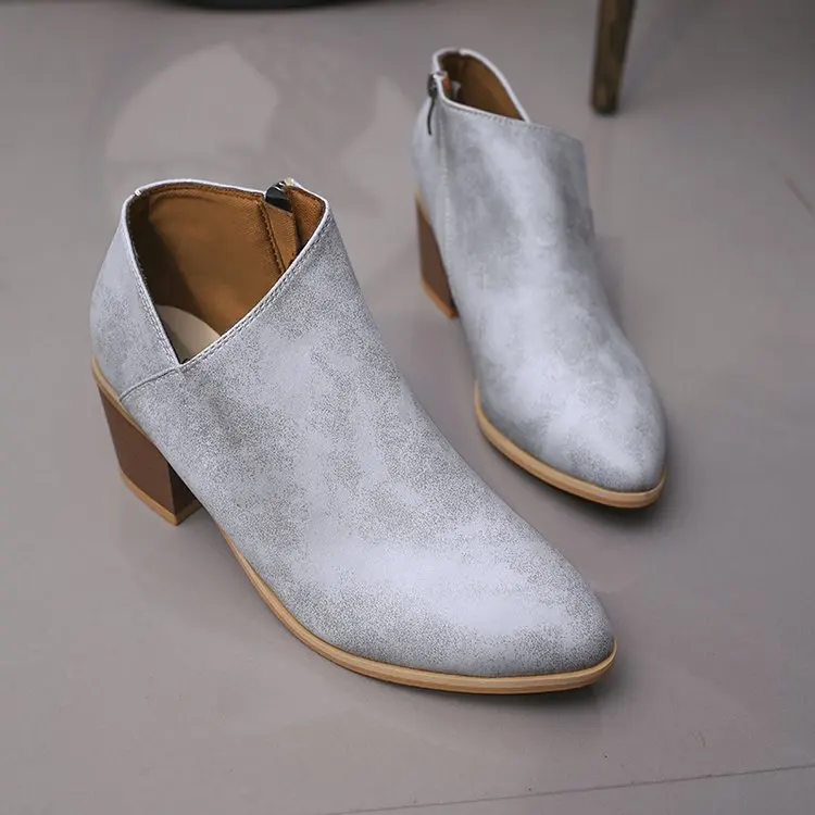 2020 Chic Summer Women Shoes Retro High Heel Ankle Boots Female Block Mid Heels Casual Botas Mujer Booties Feminina Plus Size 43