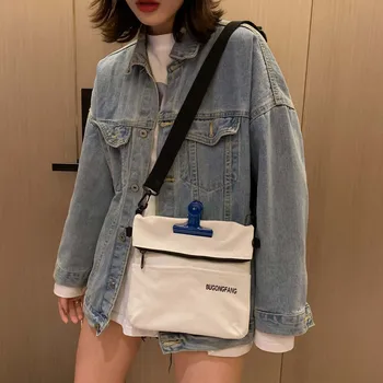 

Women Bag Clip Canvas Bag Letter Fashion Shoulder Messenger Package Simple Phone Bag Bolsos Mujer De Marca Famosa 2020