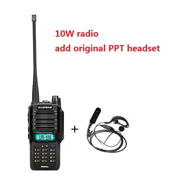 10w add headset Длинная рация Baofeng UV 9R плюс обновленная версия uv-9r cb радио comunicador Водонепроницаемая рация uv-9r плюс рация - Цвет: 10w add headset