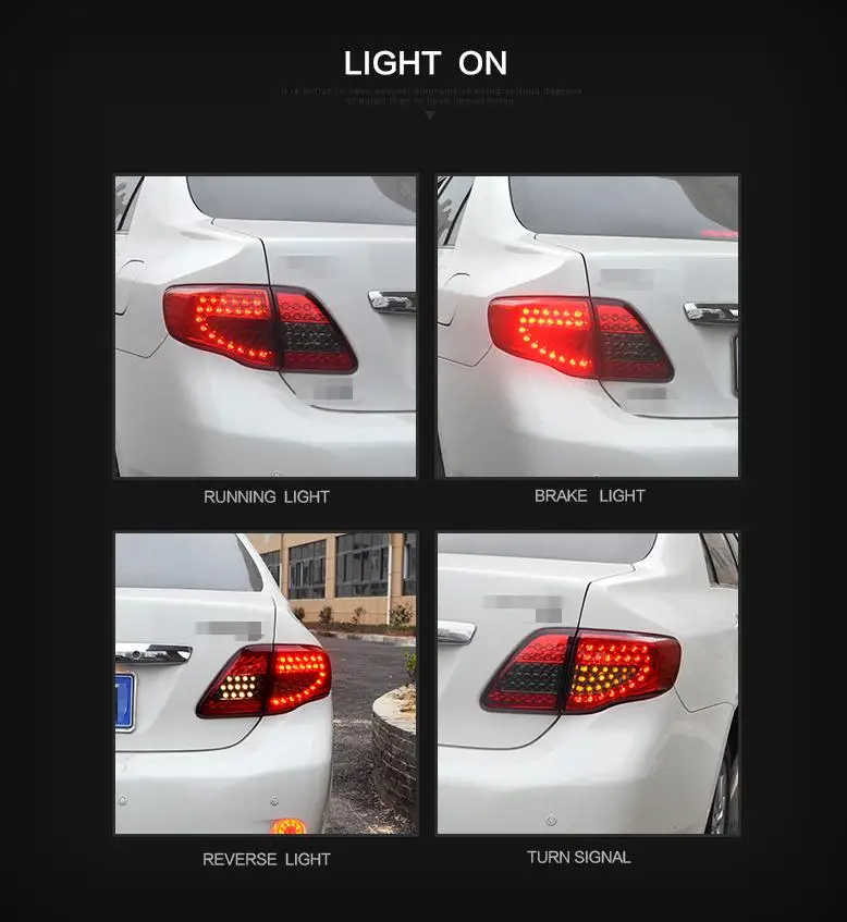 Автомобильный задний светильник VLAND factory для COROLLA, светодиодный, модный задний светильник 2008, 2009, 2010, 2011 с поворотом+ Реверс+ DRL+ тормозной светильник