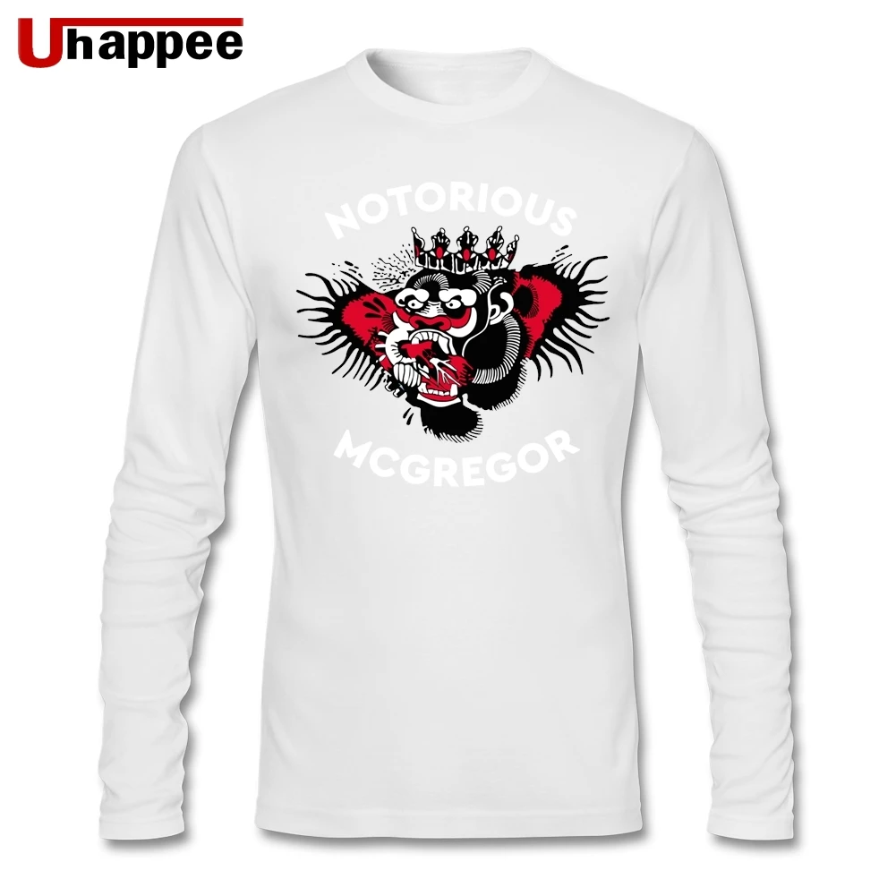 Мужская футболка Conor Mcgregor Tattoo Crewneck с длинным рукавом на заказ из хлопка размера плюс, Повседневная футболка для мужчин, подарок для мальчика - Цвет: Белый