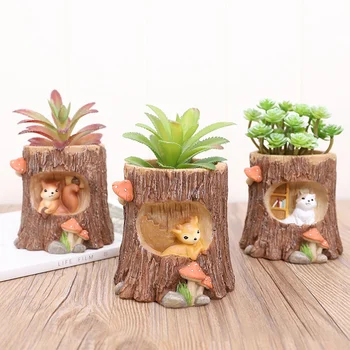 

NewGreen Plant Resin Flower Pot Cartoon Squirrel Creative flower pot Indoor Hanging Basket Bonsai Home Garden Decoration