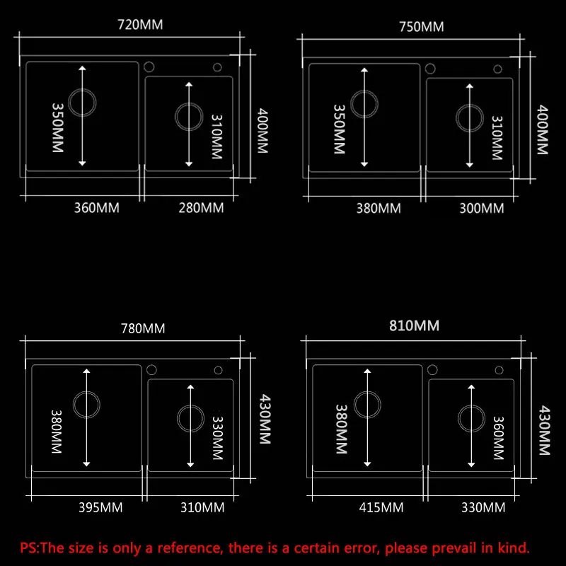 black kitchen sink double groove Handmade 304 stainless steel  seamless welding sinks kitchen vegetable washing basin black sink