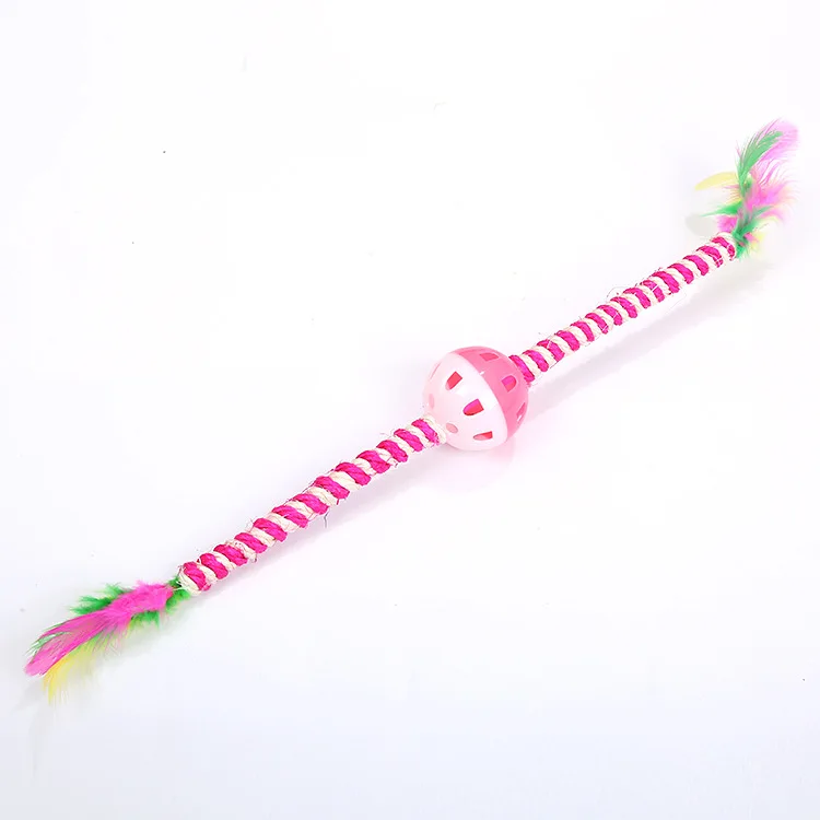 3PCS Cat Toys Colorful Funny Sisal Feather Teaser Wand Bell Pet Kitten Cat Interactive Supplies Cat Catching Toy