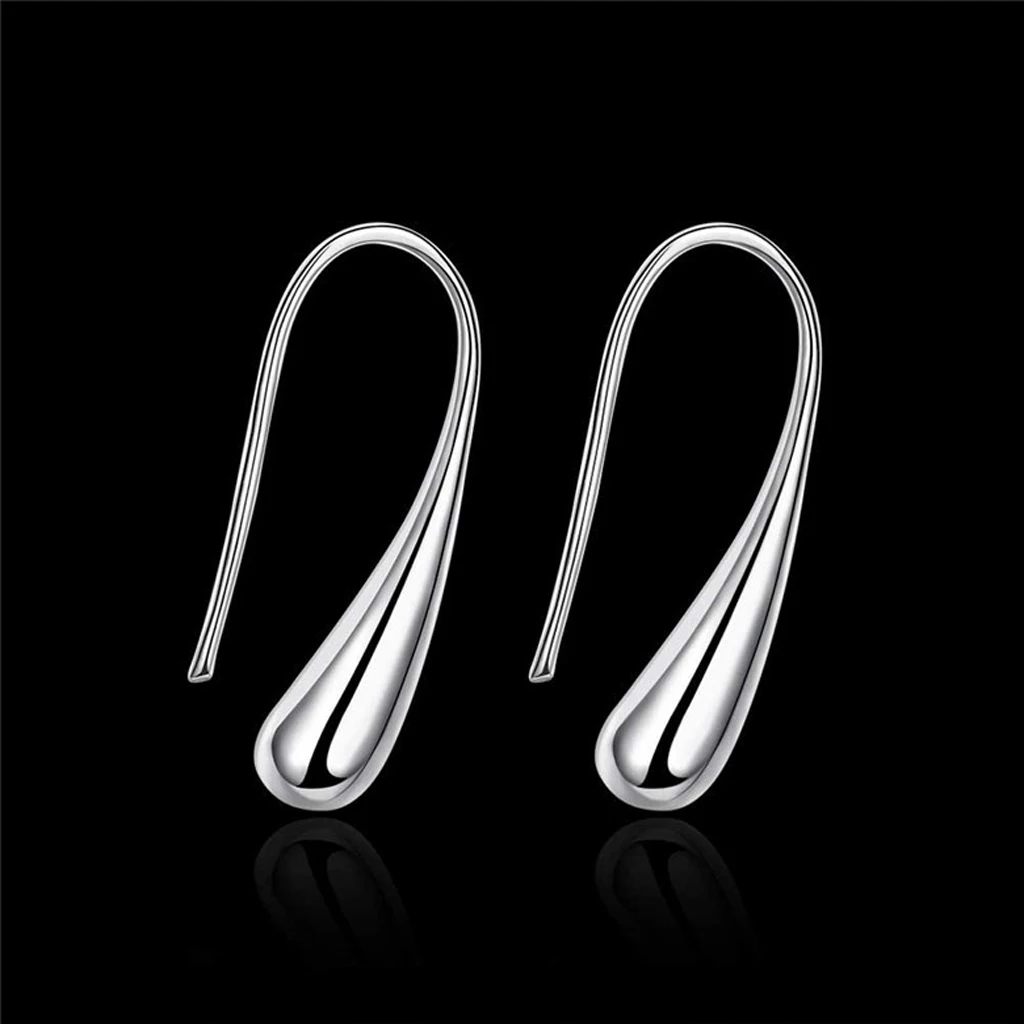 Women Fashion Jewellery silver color Earrings Teardrop Drop Hoop Earrings Ear Stud