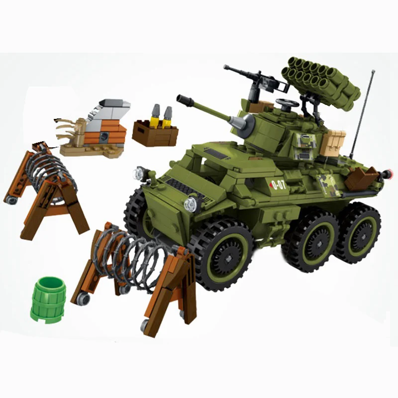 

Military Army Base Tank Vehicles Amphibious Set Guns With Figures Military World War 2 Blocks Toys For Children