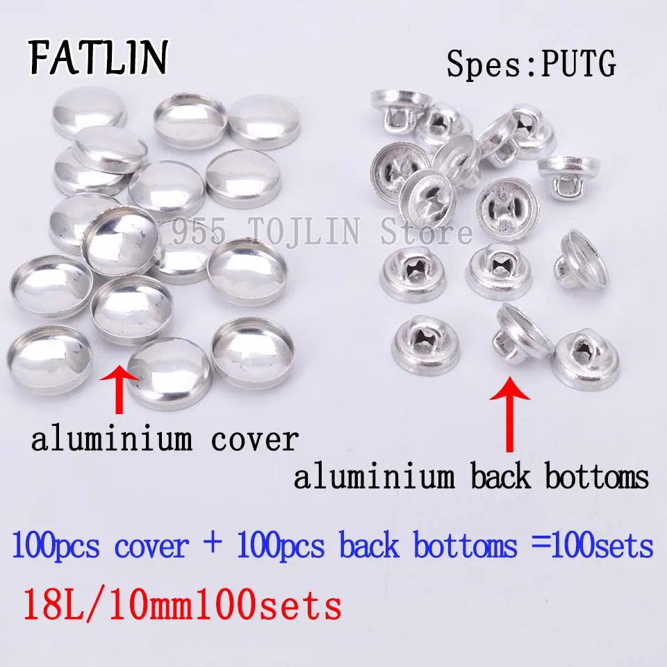 18L-10mm 100sets 100 наборов 16L-80L тканевые пуговицы из покрытой алюминием ткани, ручная работа, металлическая форма хлеба, круглая ткань, аксессуары,, PUTG - Цвет: 18L-10mm 100sets