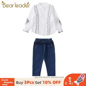 

Bear Leader Teenagers Girls Clothes 2020 Autumn Clothing Suits T-shirt and Demin Pants Girl Outfits Kids Flowers Casual Suits