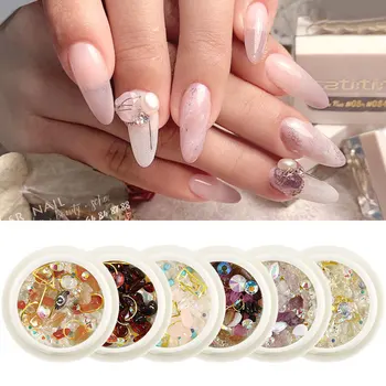 

2020 Net Red Hot Selling Nail Ornament Royal Storm Flat Shaped Diamond Pearl Eyelet Mixed Diamond Nail Jewelry