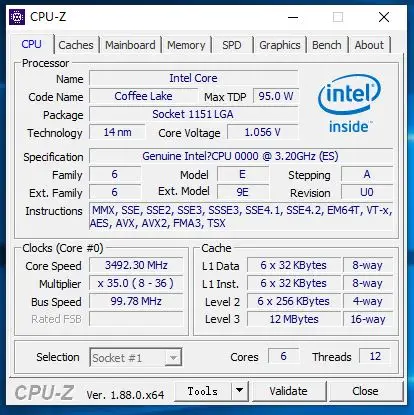 Intel Core i7-8700K es i7 8700K es i7 8700Kes QNLV 3,2 ГГц шестиядерный процессор с двенадцатью резьбой L2 = 1,5 м L3 = 12 м 95 Вт LGA 1151