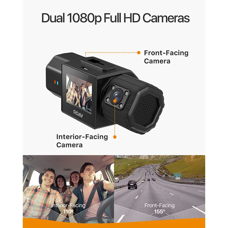 Anker Roav DashCam Duo Dual FHD 1080p Dash Cam Wide Angle Cameras Supercapacitor IR Night Vision Du