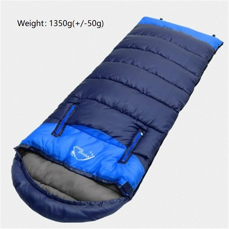 Blue 1350g 2-спальный матрас Сверхлегкий конверт Тип Сращивание Портативный на открытом воздухе спальный мешок Водонепроницаемый Кемпинг Пеший Туризм палатки Аксессуары - Цвет: Blue 1350g