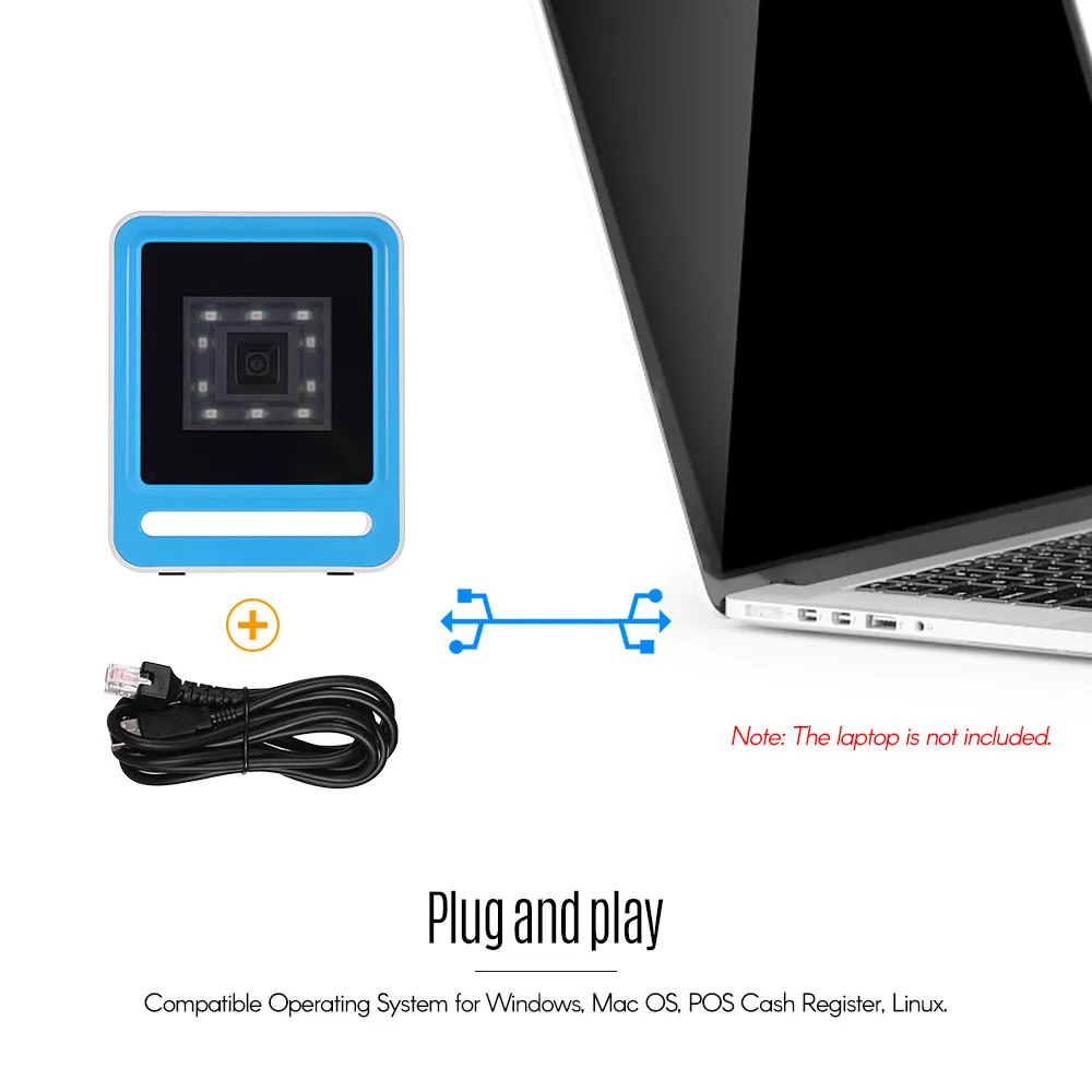 Aibecy Hands-free USB проводной 1D 2D QR Barcoder сканер Настольный всенаправленный считыватель штрих-кода платформа с кнопкой триггера