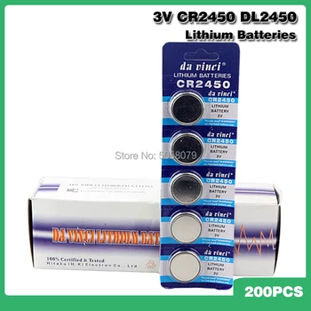 

200pcs 3V CR 2450 CR2450 Lithium Batteries KCR2450 5029LC LM2450 Button Cell Coin Battery For Watch Electronic Toy Remote