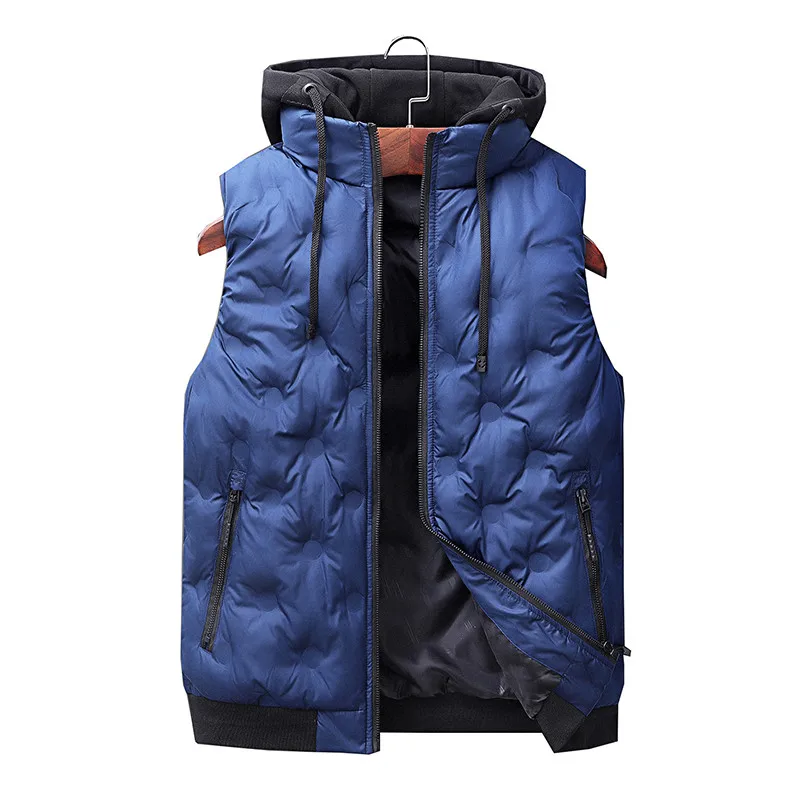 Новая осенне-зимняя мужская куртка без рукавов, модный теплый мужской тонкий жилет с капюшоном, мужской повседневный плотный жилет, размер L-3XL