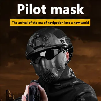 

Tactical Airsoft Mask, Protective Military Tactical Half Face Mesh Mask with Adjustable Elastic Strap