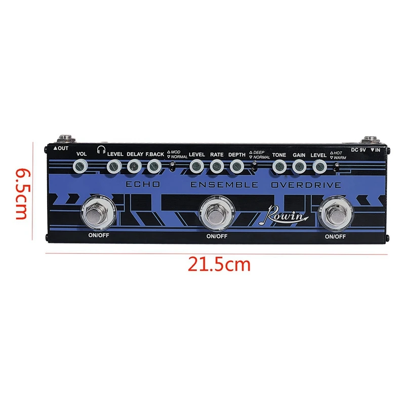 Rowin DAP-2 гитара Мульти педаль эффектов 3в1 эхо+ ансамбль+ овердрайв True Bypass функция