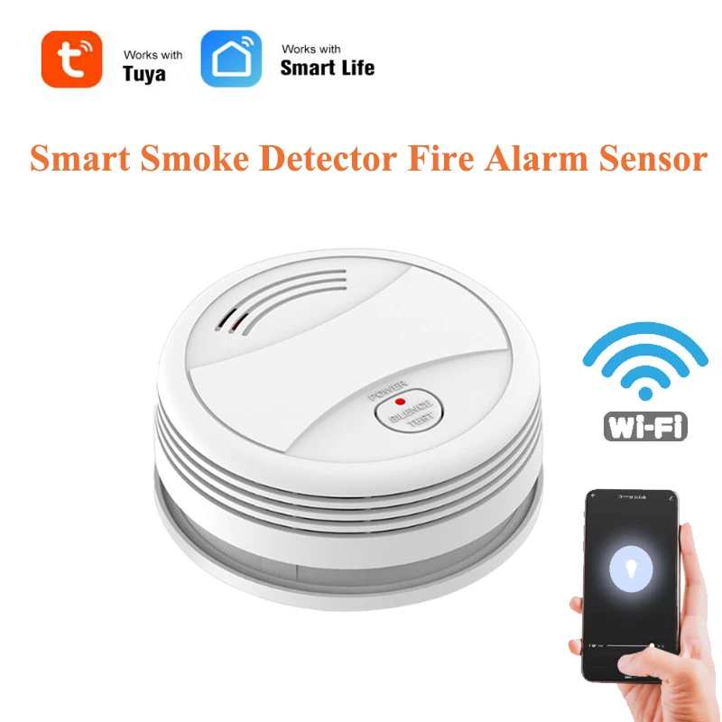1PC Wifi Smart Smoke Detector Wireless Fire Alarm Sensor Control by Tuya Life APP Home Office Protection | Электроника