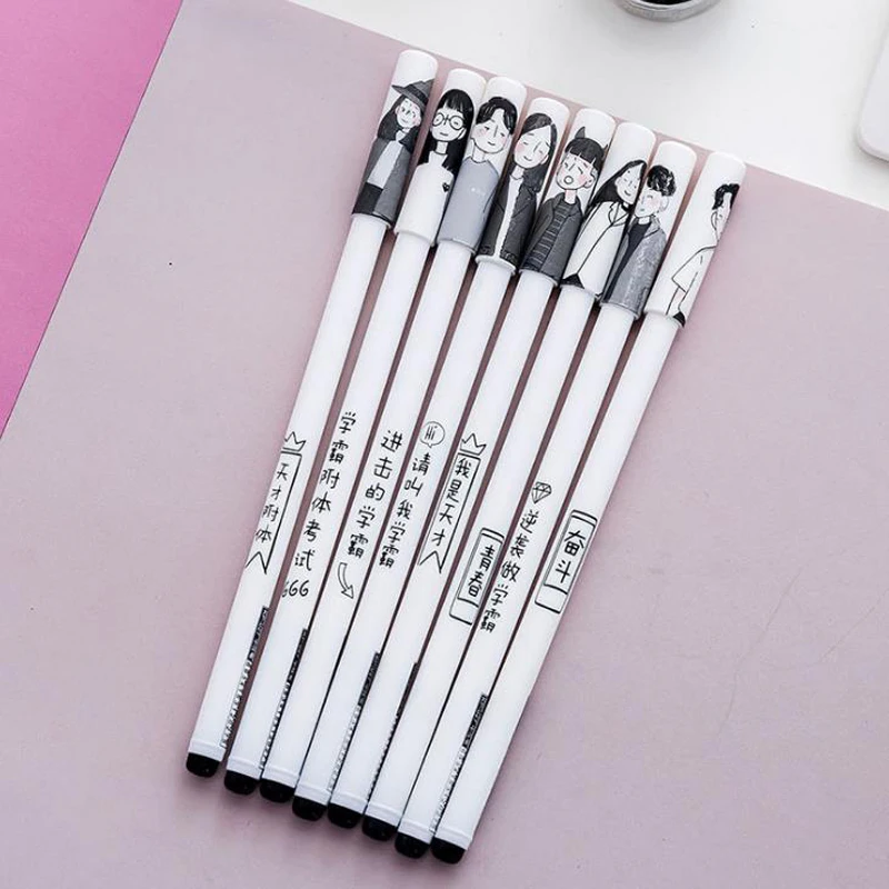 

8 Pcs/set Kawaii 0.5mm Word Character Boys Girls Gel Pens Student Fun Text Signature Pen Stationery Writing School Office Gifts