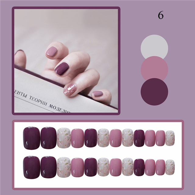 Nails Art Nail Tips Press on False with Designs Set Full Cover Artificial Short Packaging Kiss Display Clear Tipsy Stick