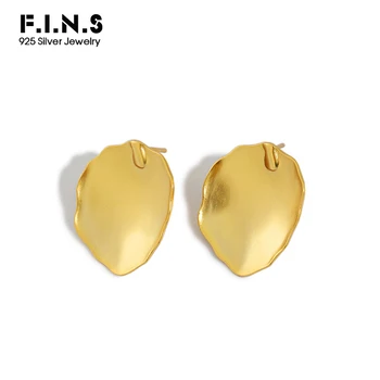 

F.I.N.S 2020 NEW 925 Sterling Silver Earrings Korean INS Minimalist Irregular Leaf Stud Earrings Geometry Silver Earrings 925