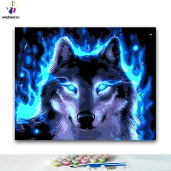 

DIY Coloring paint by numbers Glowing cartoon animal paintings by numbers with kits 40x50 framed