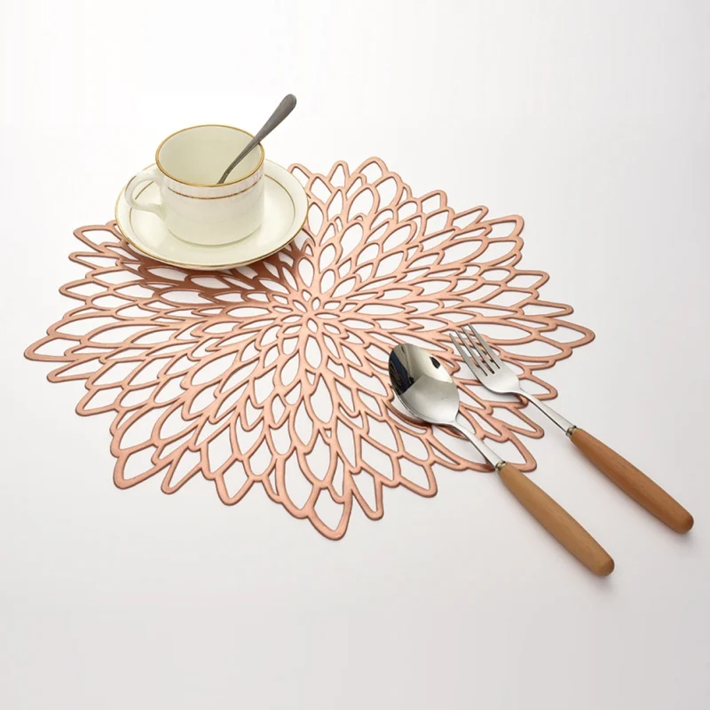 PVC Hollow Insulation Coaster Pads Table Bowl Mats Home Christmas Decor Heat Resistant Placemat For Dining Table